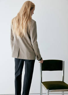 Double-breasted micro-houndstooth jacket — Brown 14