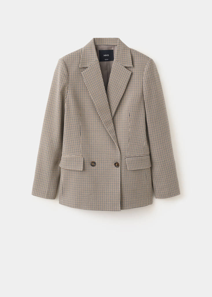 Double-breasted micro-houndstooth jacket - thumbnail 4