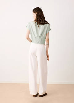 Jacquard blouse with pleated detail — Mint Green 7