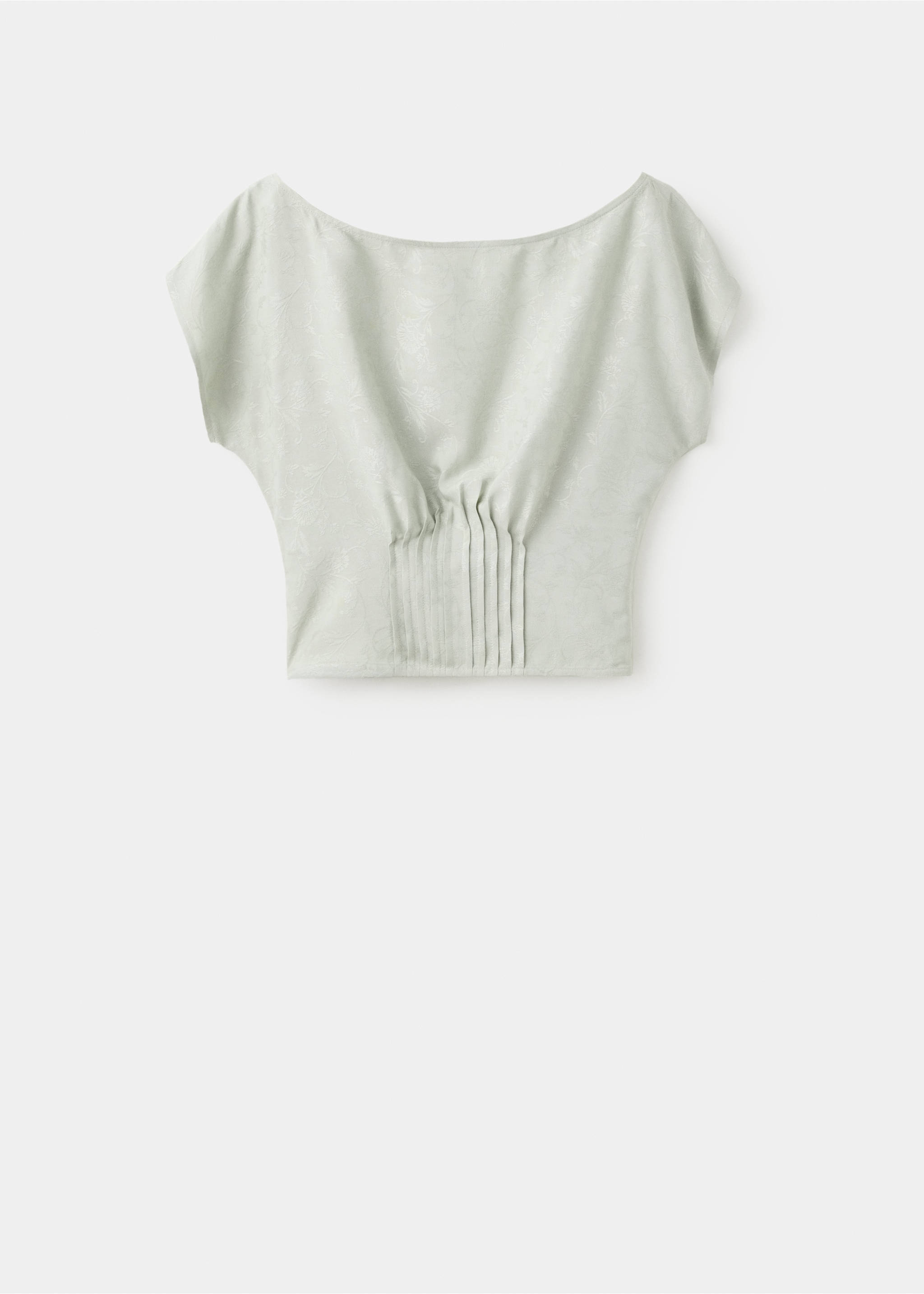 Jacquard blouse with pleated detail - Article without model, Mint Green. Ref: 37094097-00.