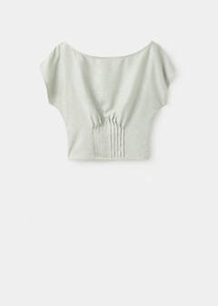 Jacquard blouse with pleated detail — Mint Green 3