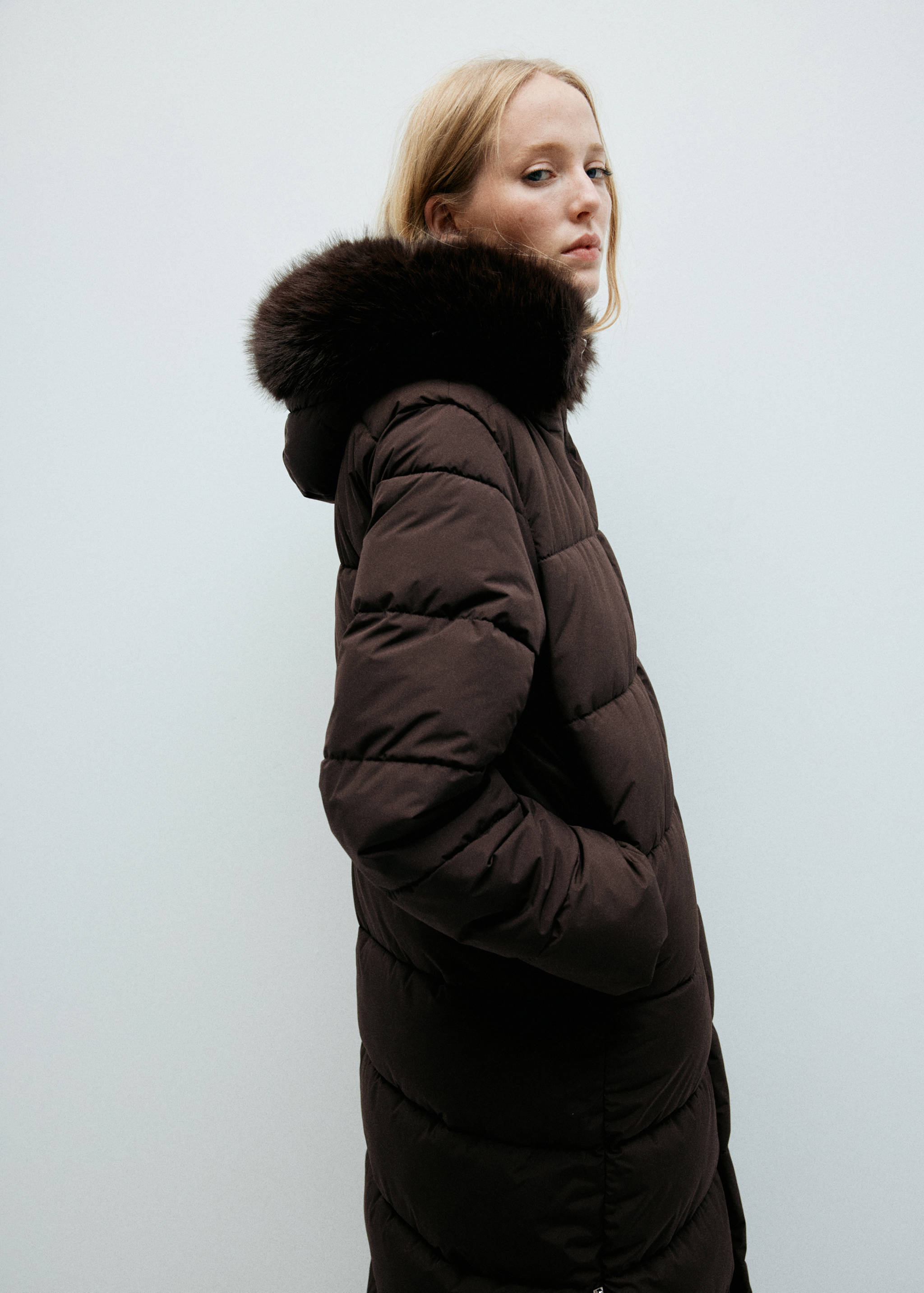 Padded anorak with faux-fur hood - Medium plane