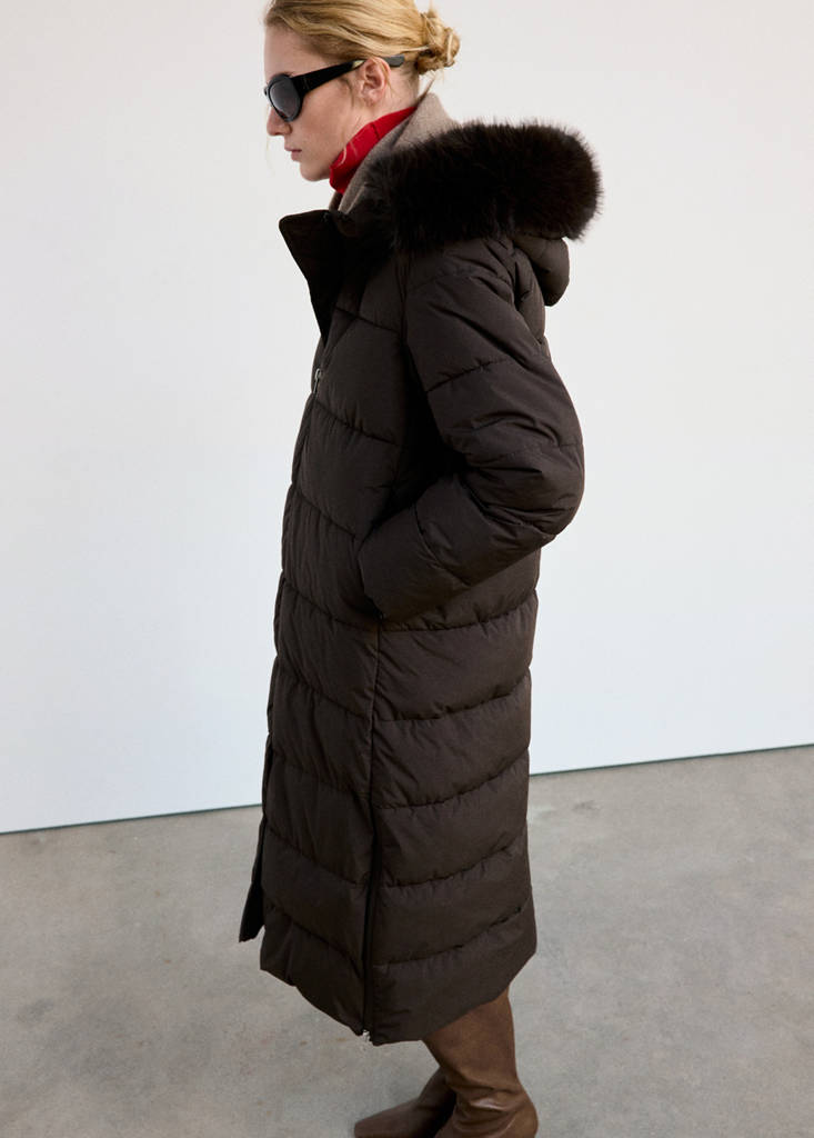 Padded anorak with faux-fur hood by Mango