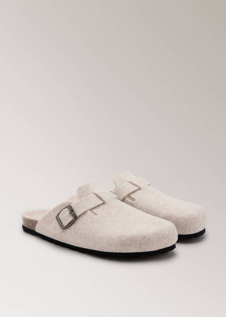 Felt clog slippers — Beige