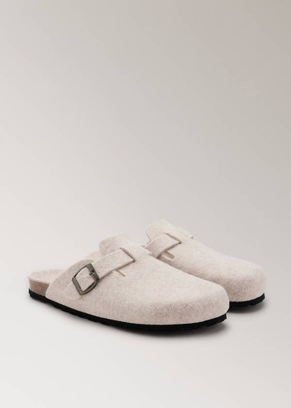 Felt clog slippers — Beige