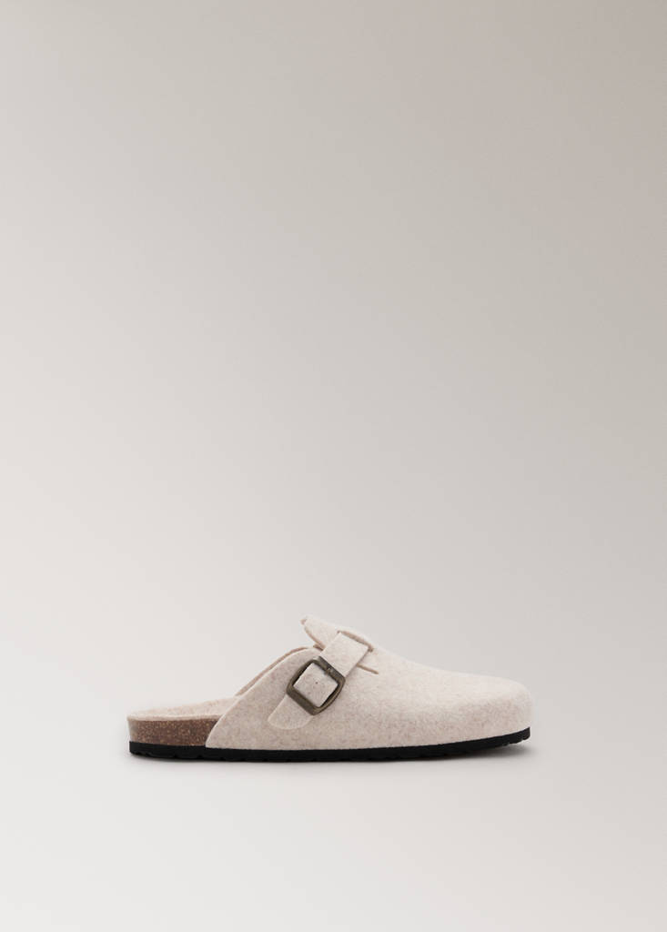Felt clog slippers — Beige