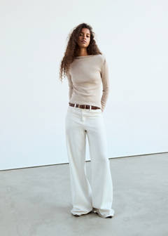 Long-sleeved boat-neck t-shirt — Sand 2