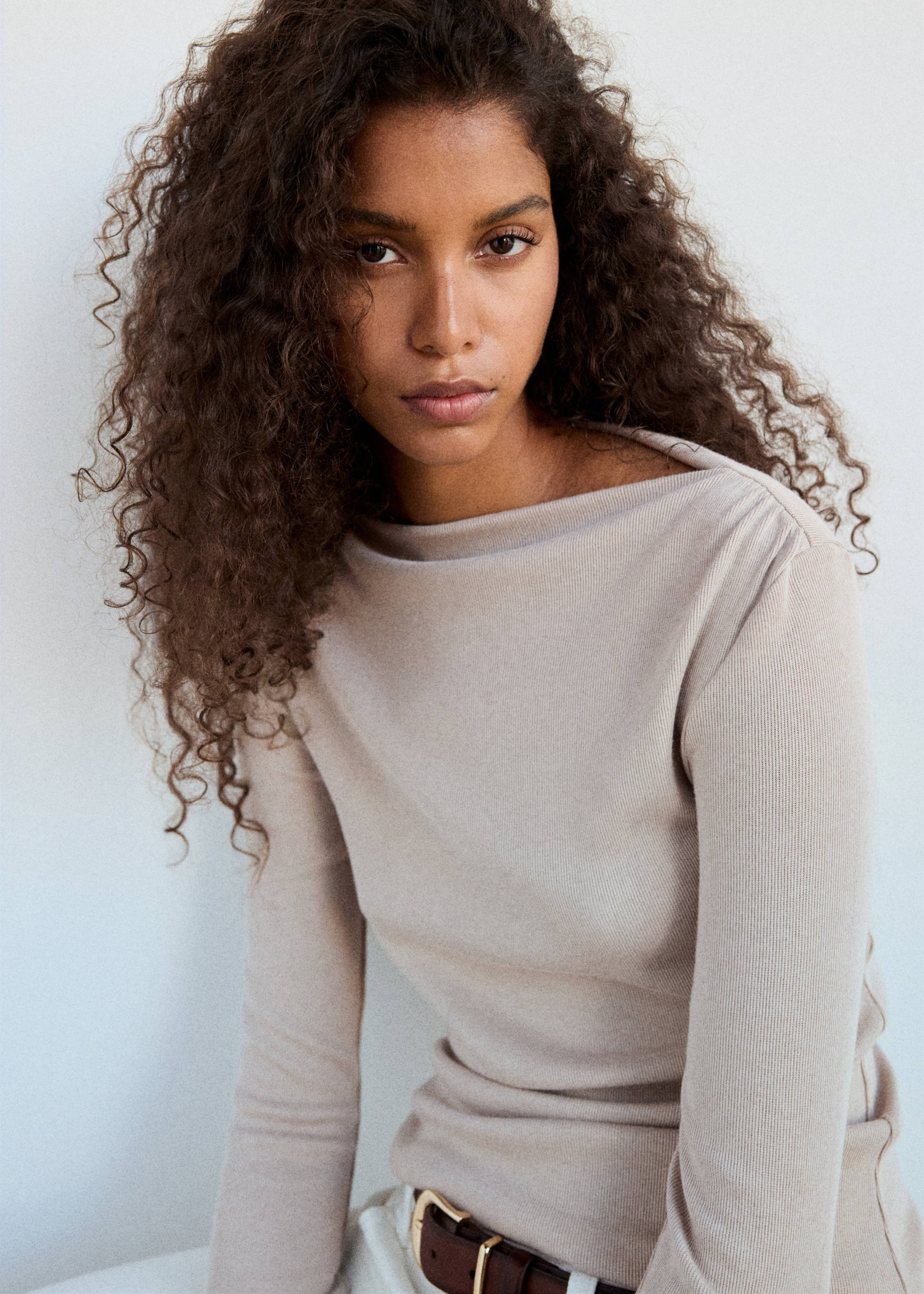 Long-sleeved boat-neck t-shirt - Medium plane