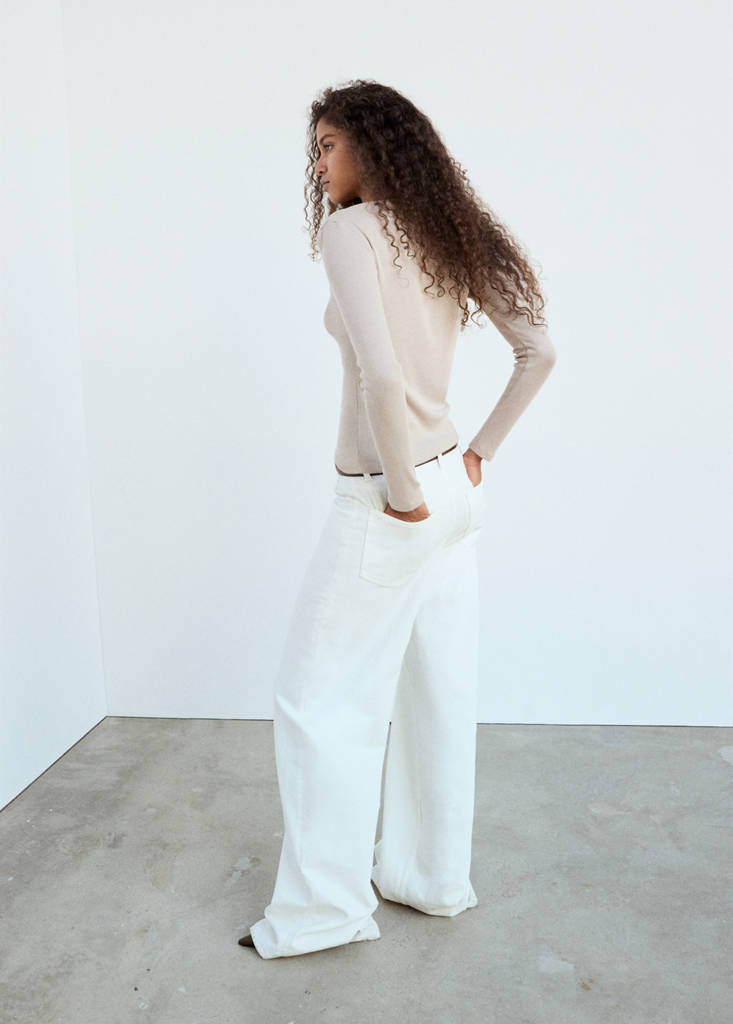 Long-sleeved boat-neck t-shirt — Sand