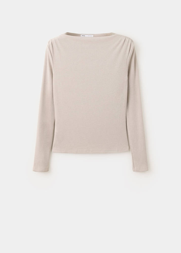 Long-sleeved boat-neck t-shirt — Sand