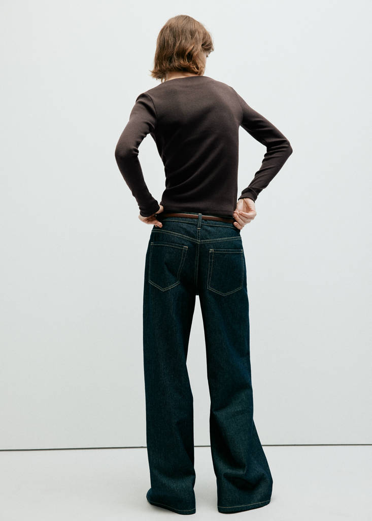 Long-sleeved boat-neck t-shirt — Chocolate
