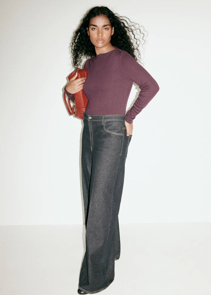 Long-sleeved boat-neck t-shirt — Wine