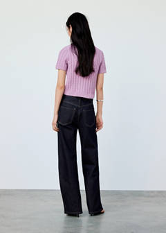 Short-sleeve cable-knit cardigan — Light/Pastel Purple 3