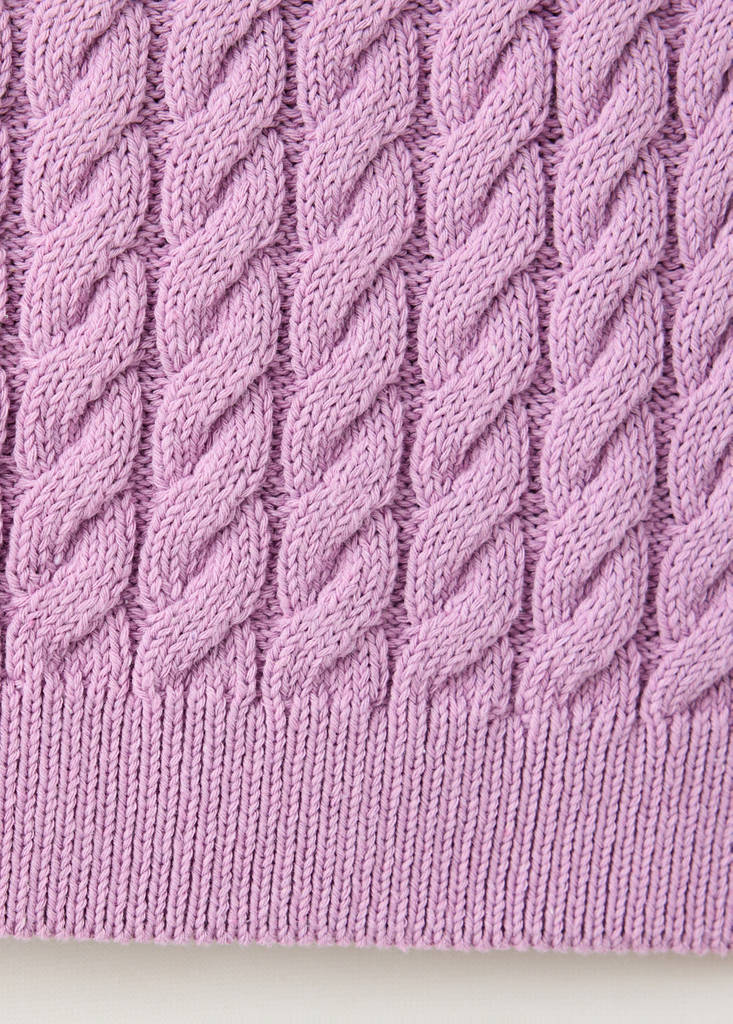 Short-sleeve cable-knit cardigan — Light/Pastel Purple