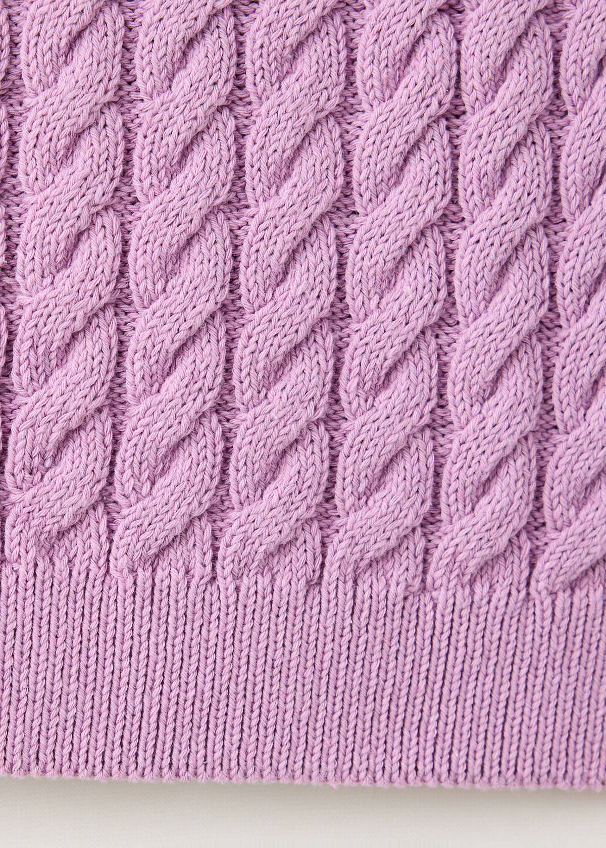 Short-sleeve cable-knit cardigan — Light/Pastel Purple
