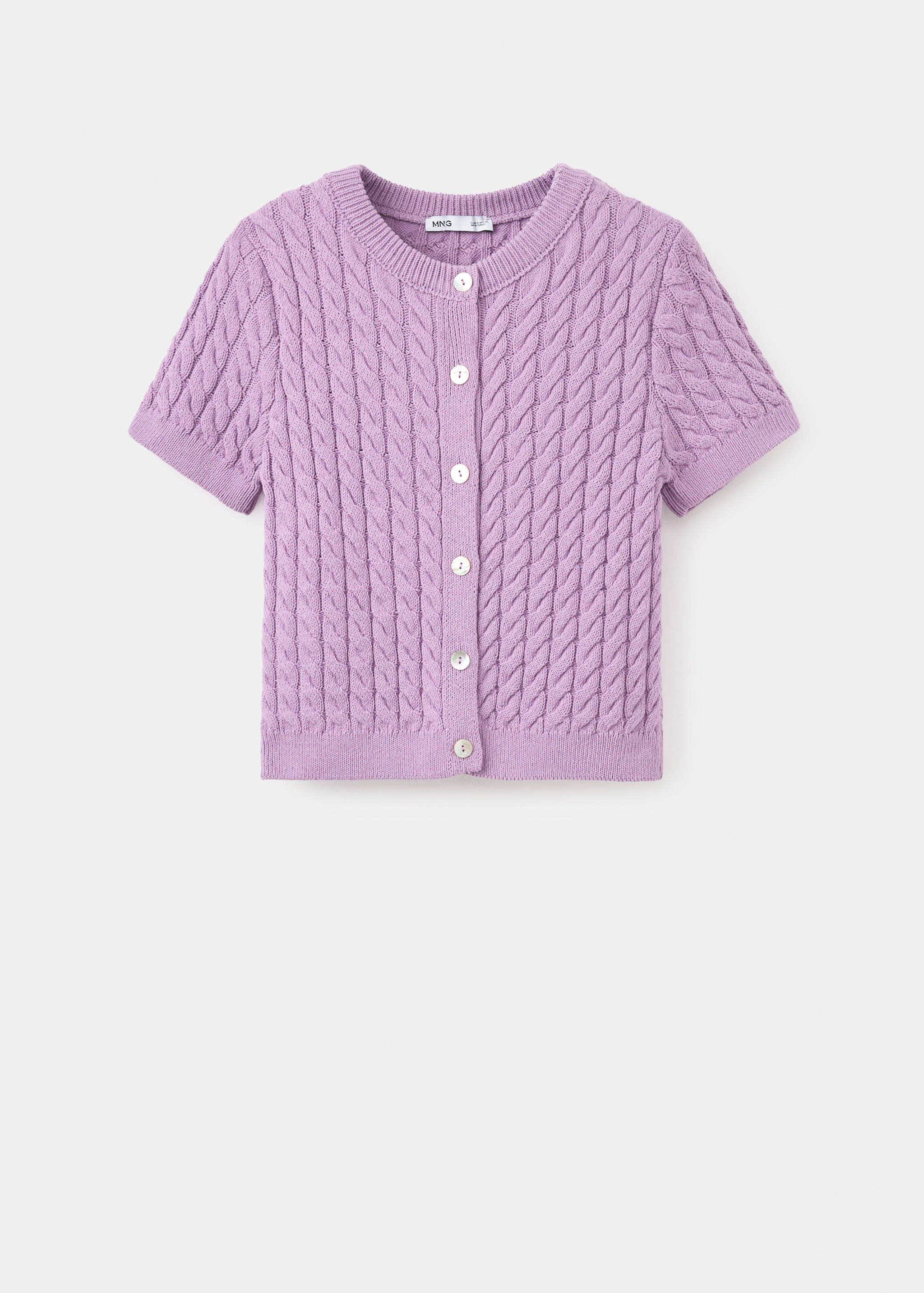 Cable-knit short-sleeve cardigan - Article without model