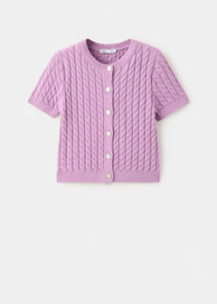 Short-sleeve cable-knit cardigan — Light/Pastel Purple 6