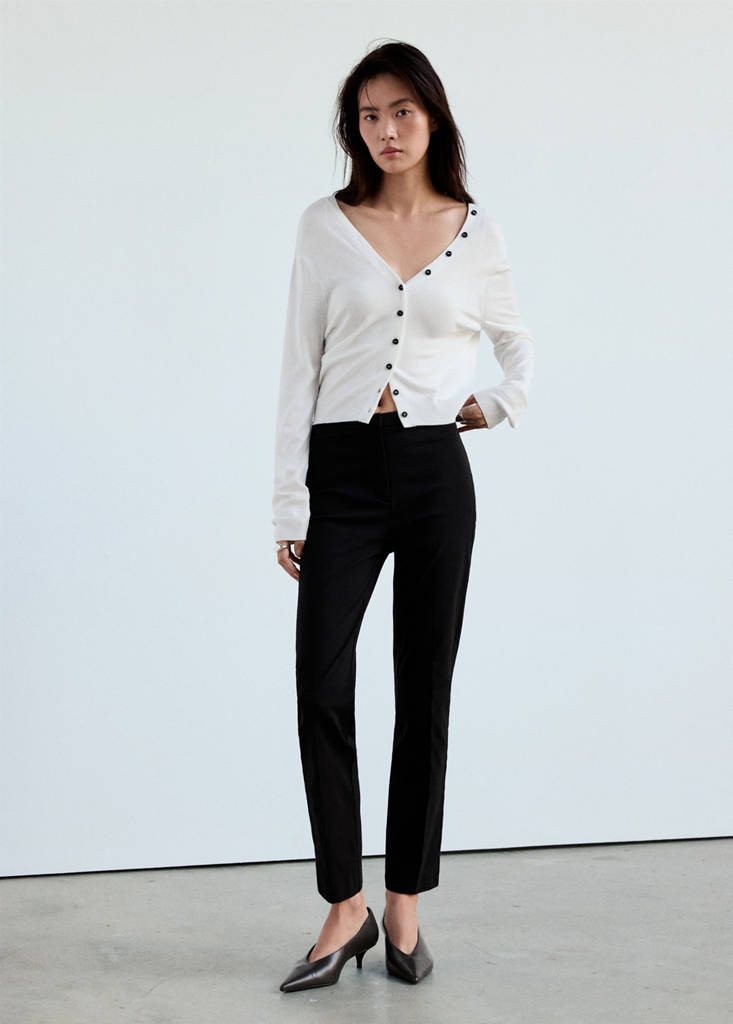Knitted button cardigan — White