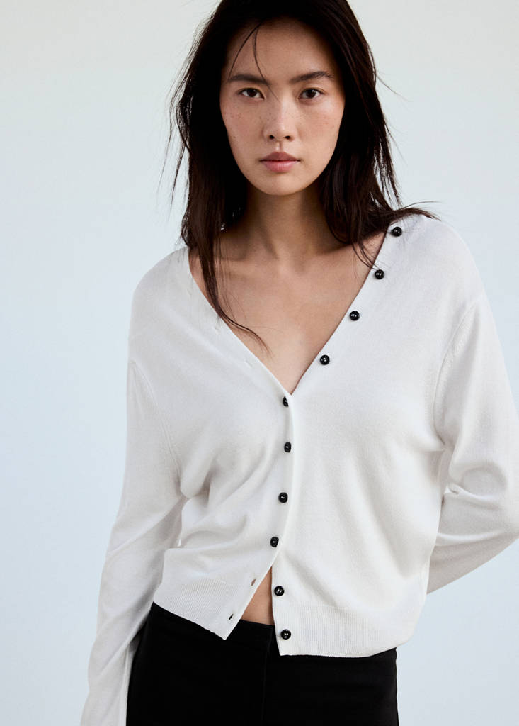 Knitted button cardigan — White