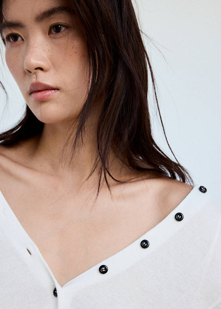 Knitted button cardigan — White