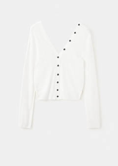 Knitted button cardigan — White 6