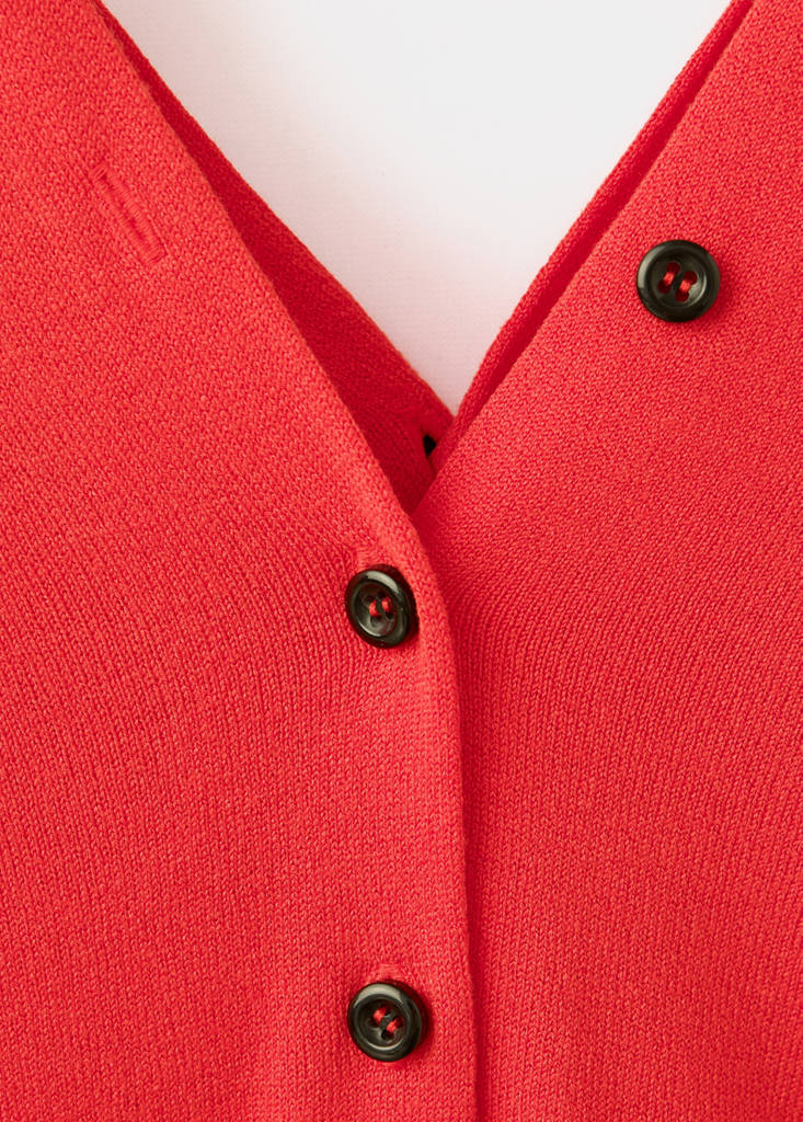 Knitted button cardigan — Red