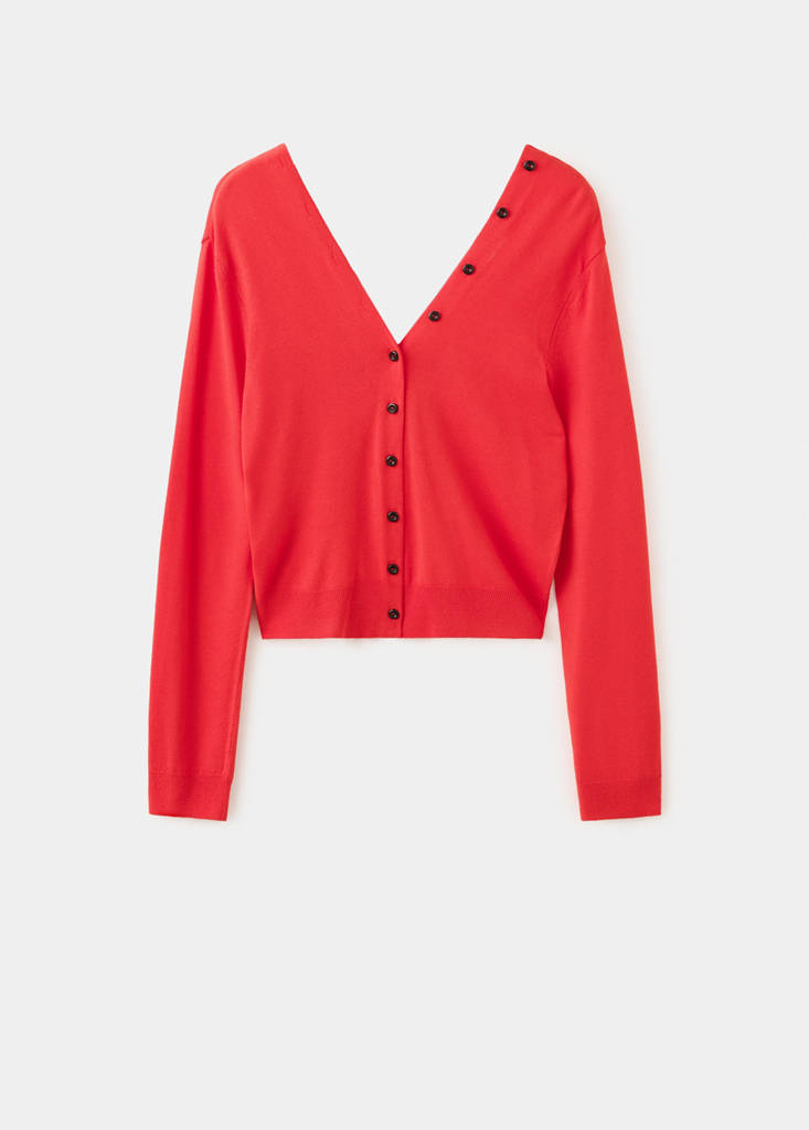 Knitted button cardigan — Red