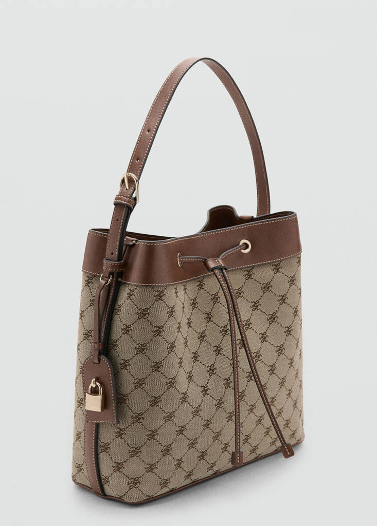 Jacquard bucket bag with logo — Leather