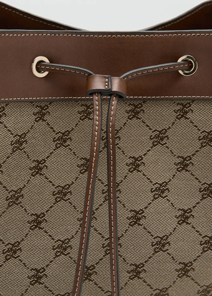 Jacquard bucket bag with logo — Leather