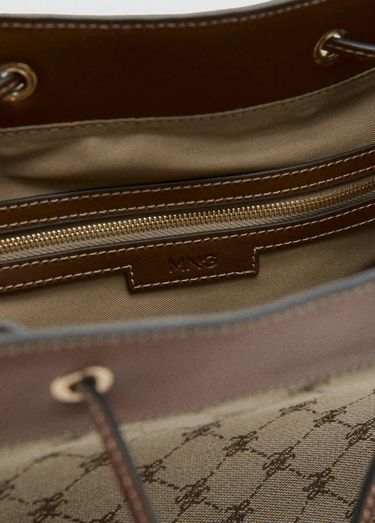 Jacquard bucket bag with logo — Leather