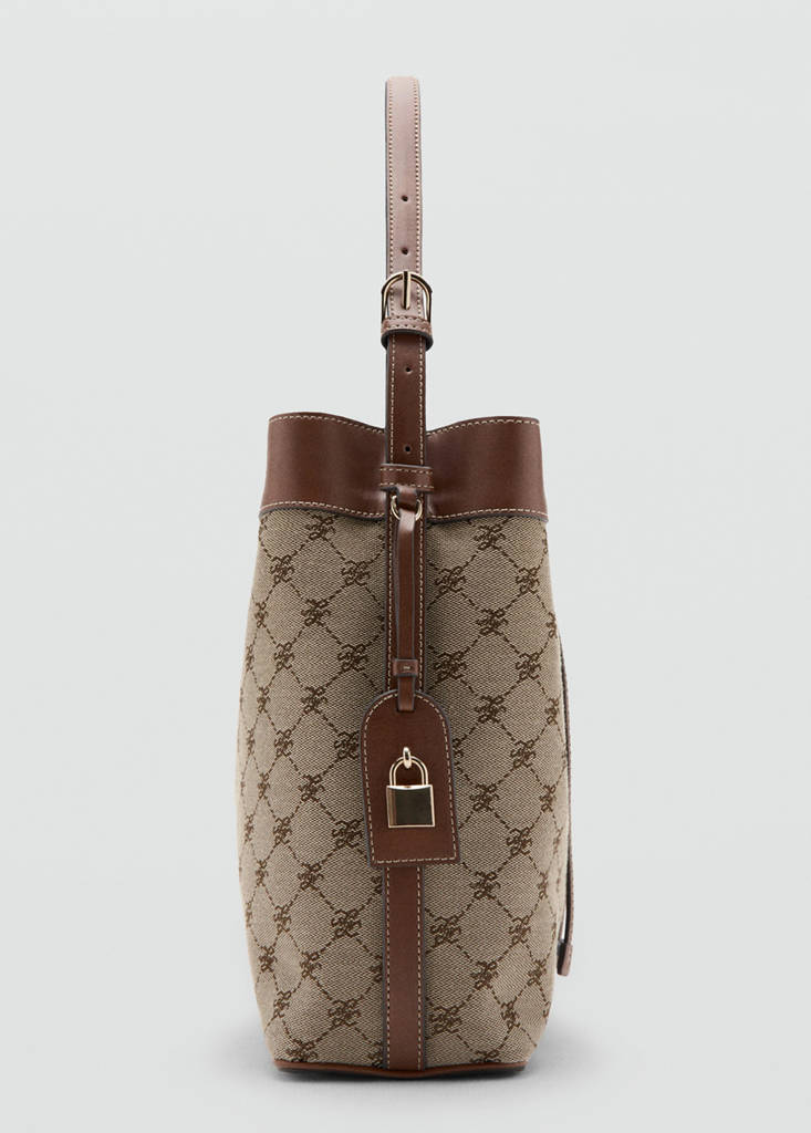 Jacquard bucket bag with logo — Leather