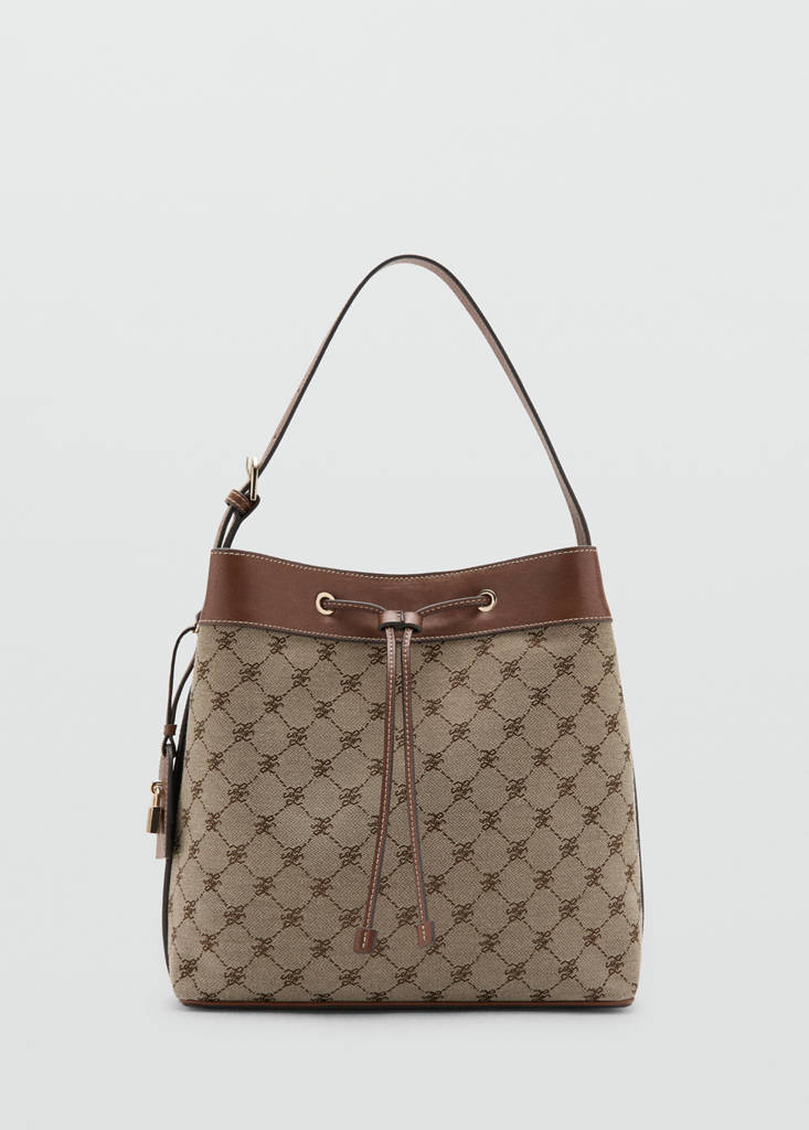 Jacquard bucket bag with logo — Leather