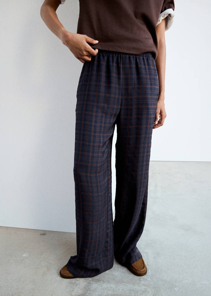Straight checked trousers — Blue