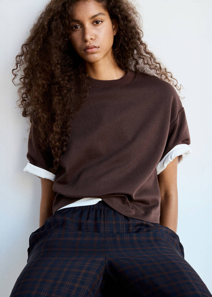 Straight checked trousers — Blue
