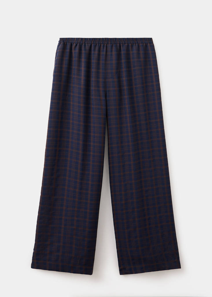 Straight checked trousers — Blue