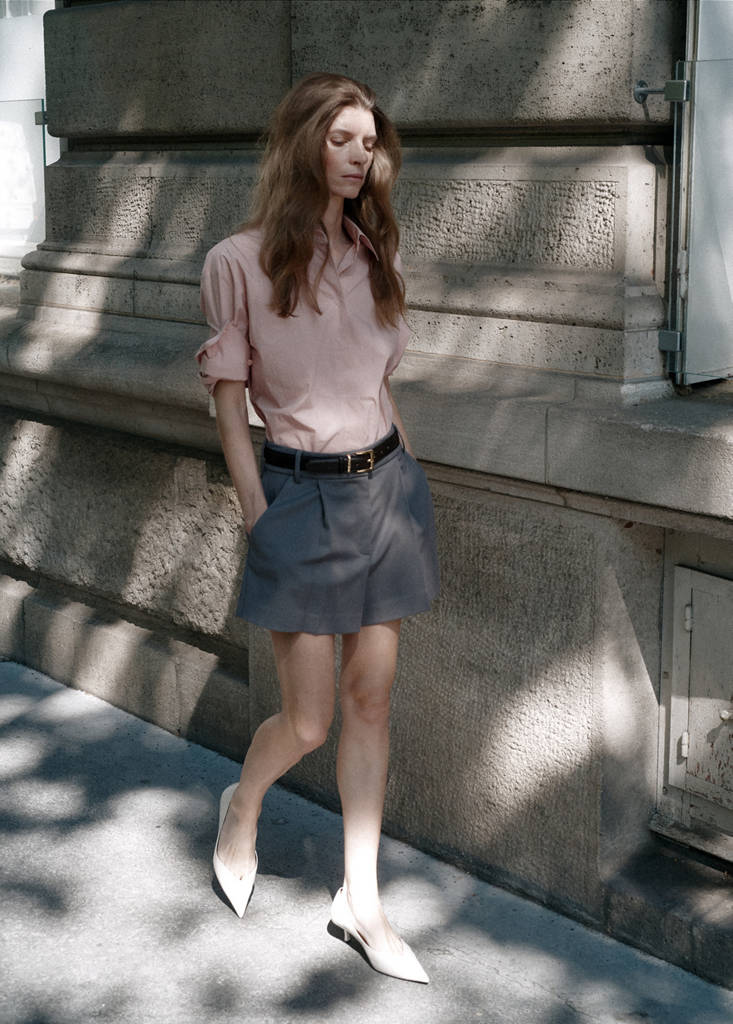 Three-quarter sleeve poplin shirt — Pastel Pink