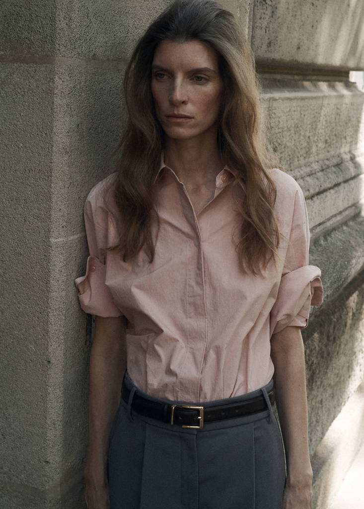 Three-quarter sleeve poplin shirt — Pastel Pink