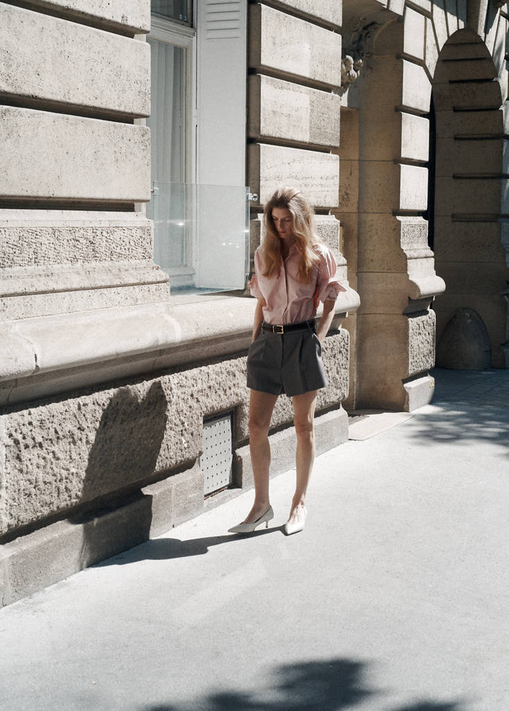 Three-quarter sleeve poplin shirt — Pastel Pink