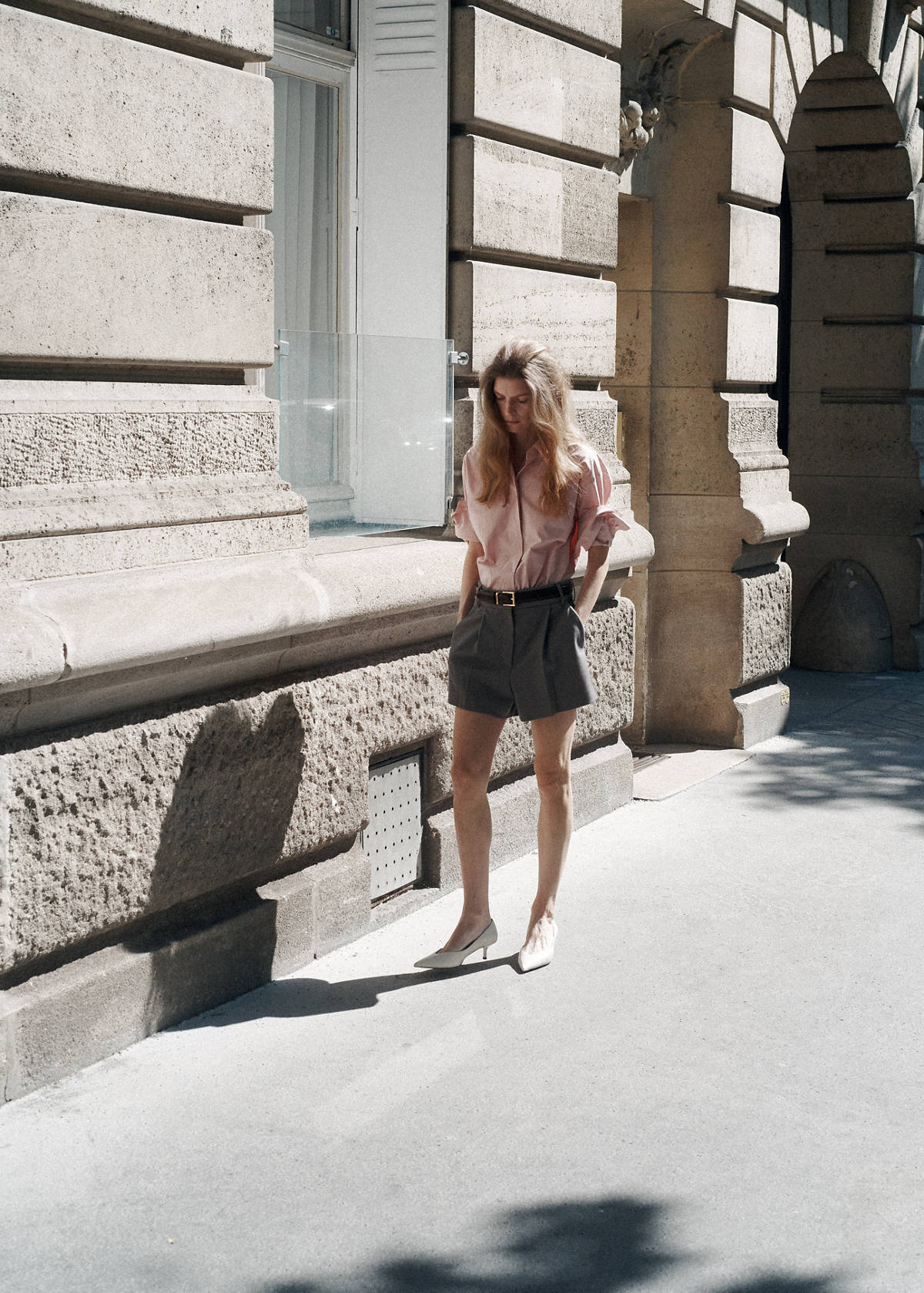 Three-quarter sleeve poplin shirt — Pastel Pink