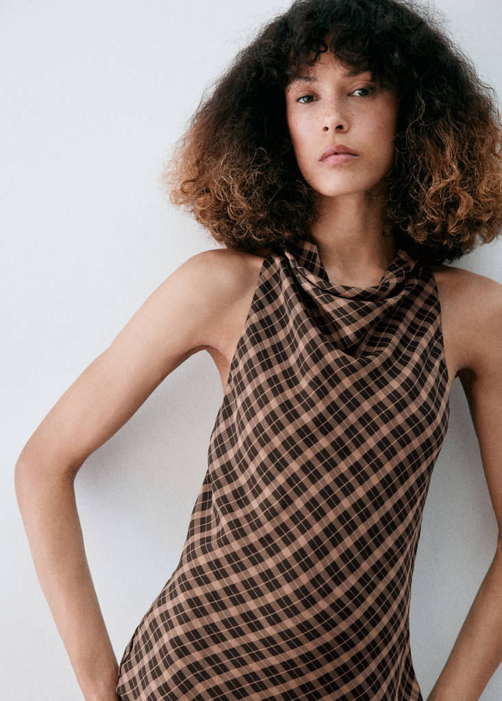 Draped Checkered Top