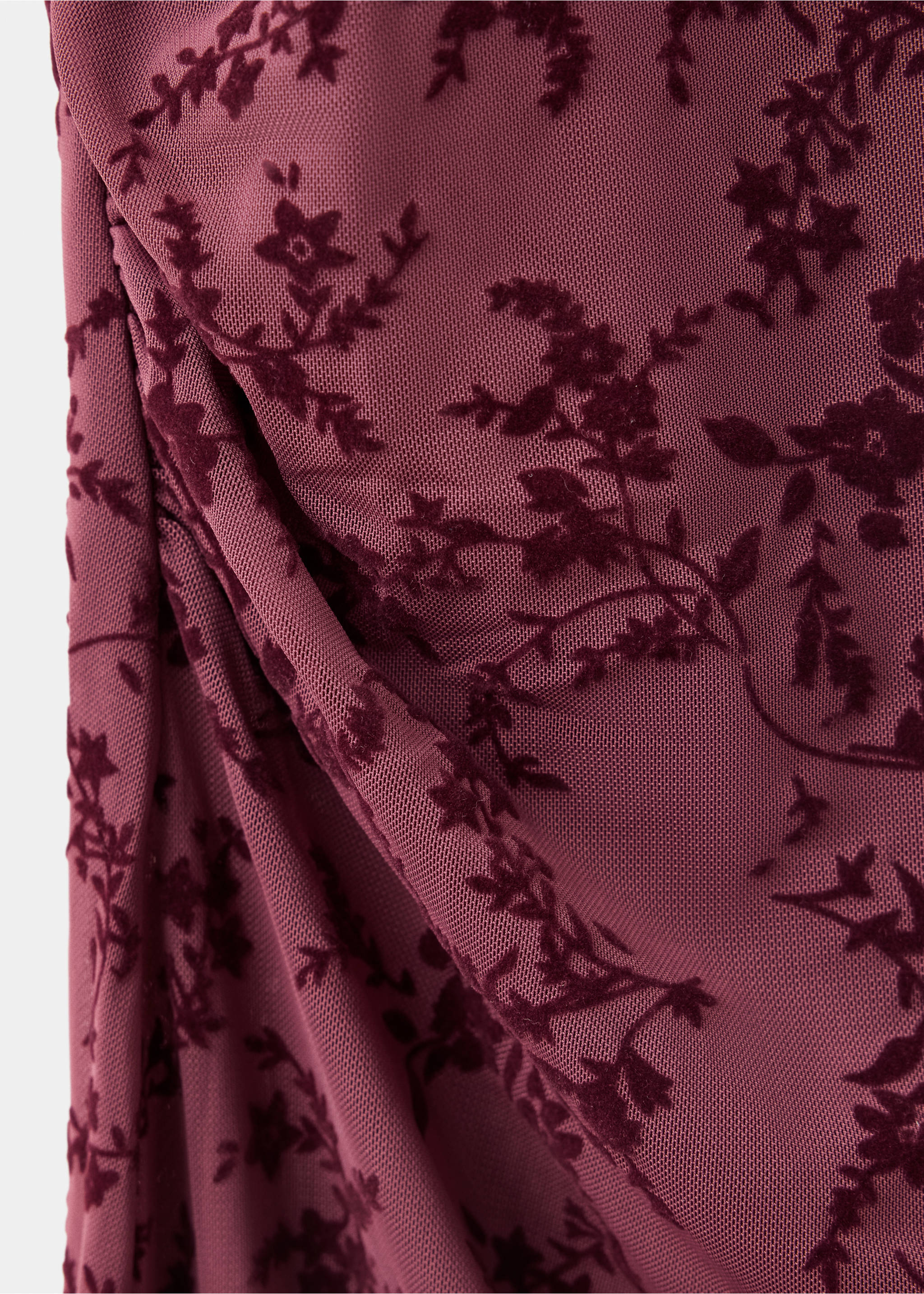 Robe asymétrique en tissu dévoré - Détail de l'article 0, Bordeaux. Ref: 37094114-00.