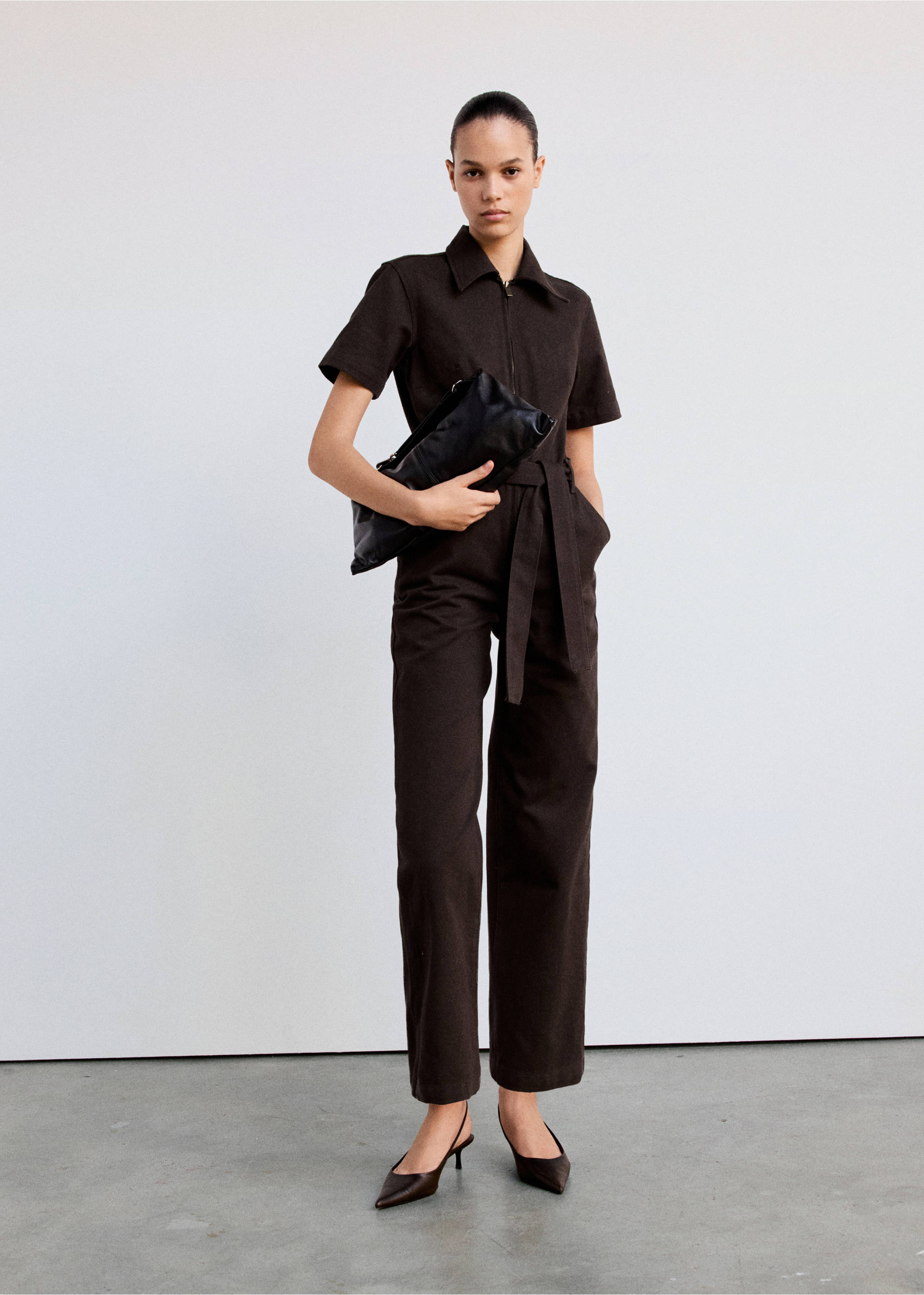 Denim jumpsuit belt - General plane, Chocolate. Ref: 37094116-00.