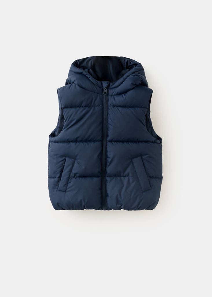 Quilted gilet with hood — Navy
