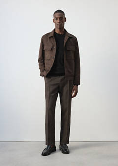 Suede-effect jacket with pockets — Brown 2