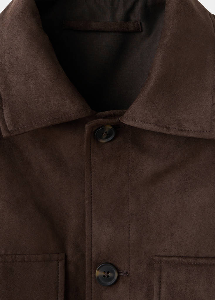 Suede-effect jacket with pockets — Brown