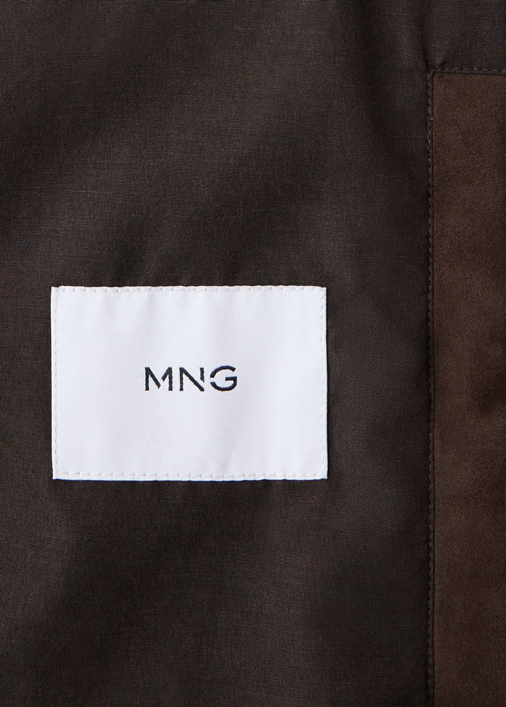Suede-effect jacket with pockets — Brown