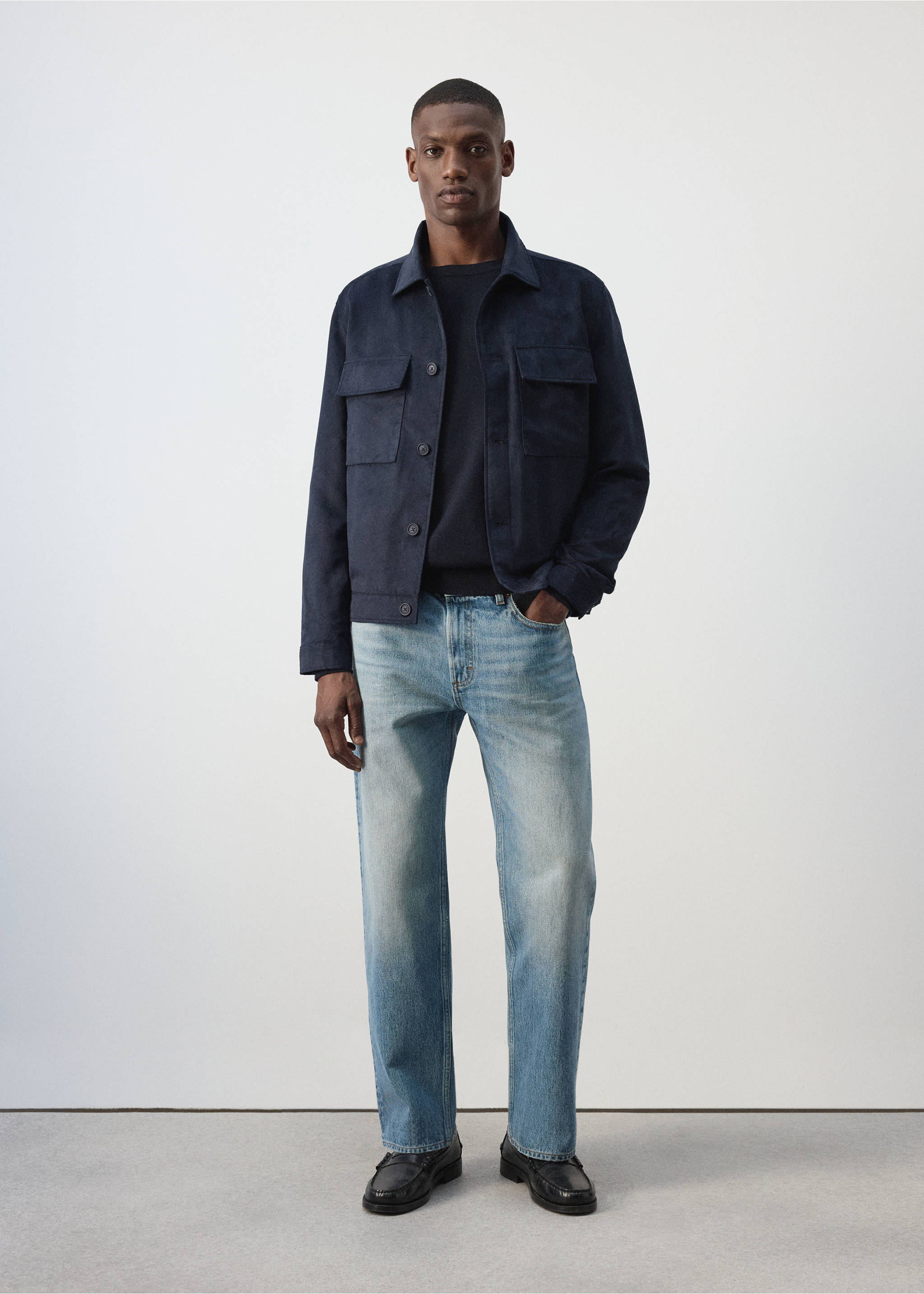 Veste effe daim poches - Plan général, Bleu nuit. Ref: 37094401-00.