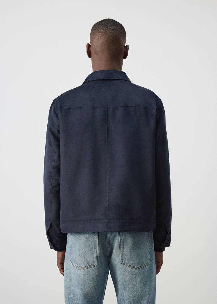 Suede-effect jacket with pockets — Night Blue