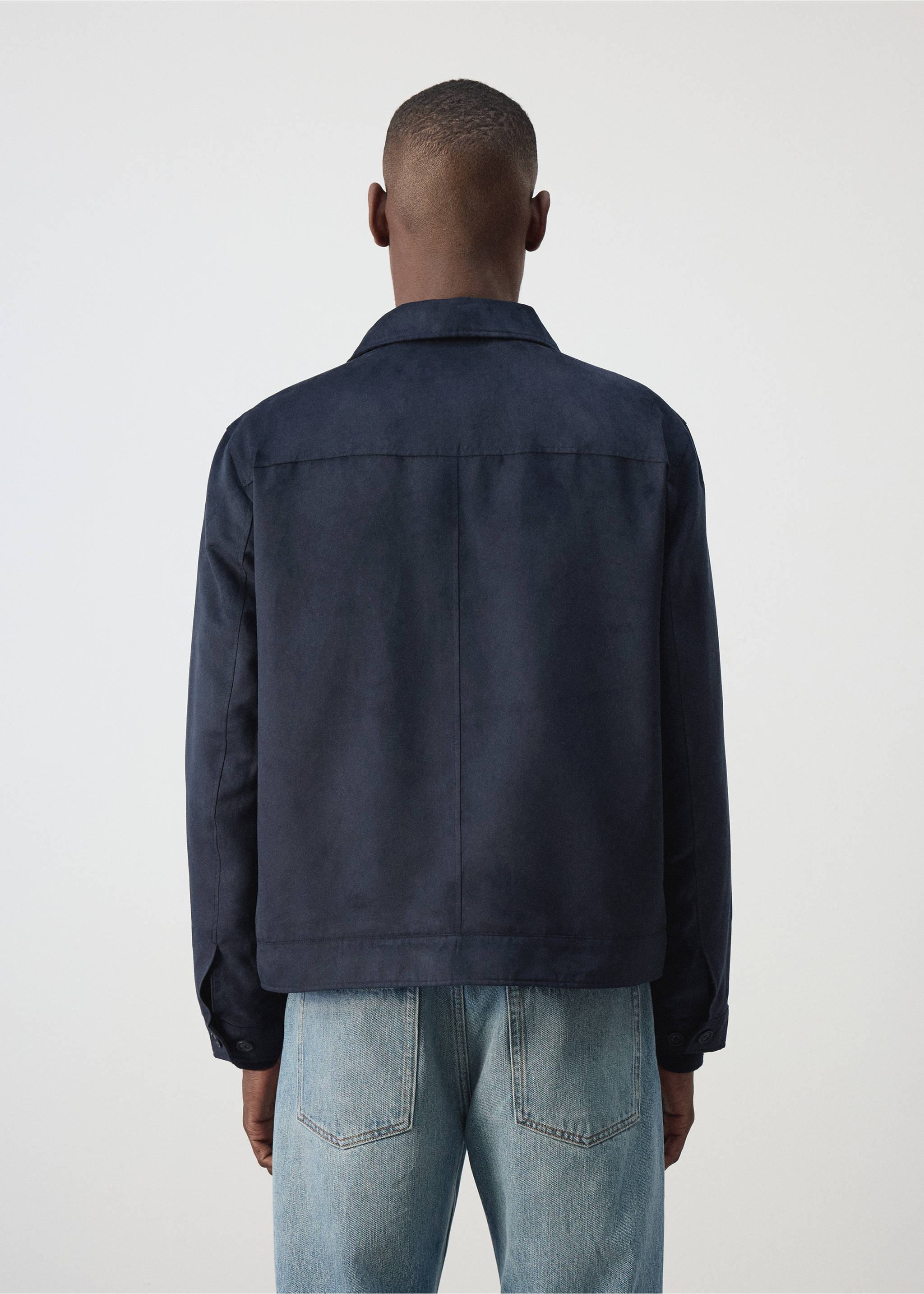 Veste effe daim poches - Verso de l’article, Bleu nuit. Ref: 37094401-00.