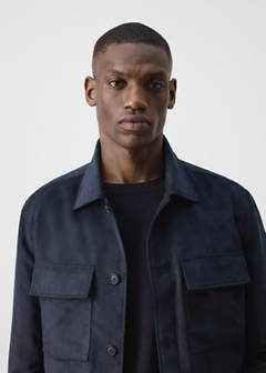 Suede-effect jacket with pockets — Night Blue 4